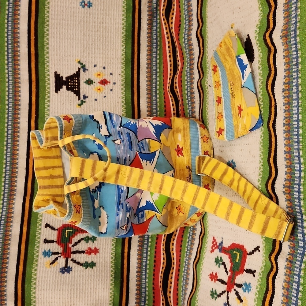 Anne Ormsby Sun and Sand Beach Backpack Sling Bag with Pouch VINTAGE - Picture 5 of 7
